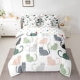 thumbnail image 2 of jejeloiu Colorful Cartoon Cat 7-Piece Twin Bedding Sets,Kawaii Animals Lover Bedding Comforter Set For Girls Women Reversible, 2 of 8