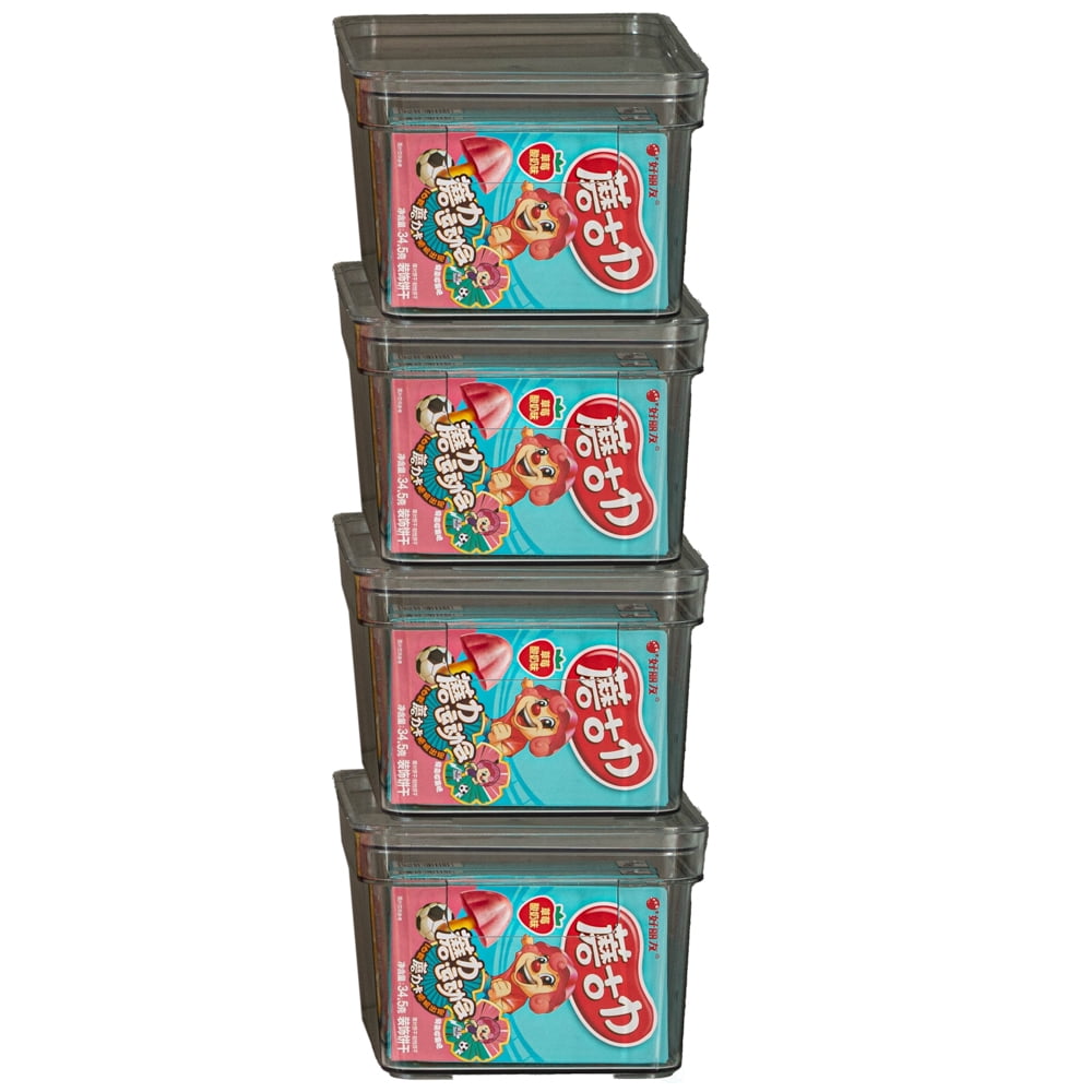 Basicwise Clear Storage Container with Lid For Kitchen Pantry Cabinet & Fridge Storage For Organizing Snacks Produce Supplies Or Essentials Durable Bin For Home Dorm Apartment Or Office Use, Small