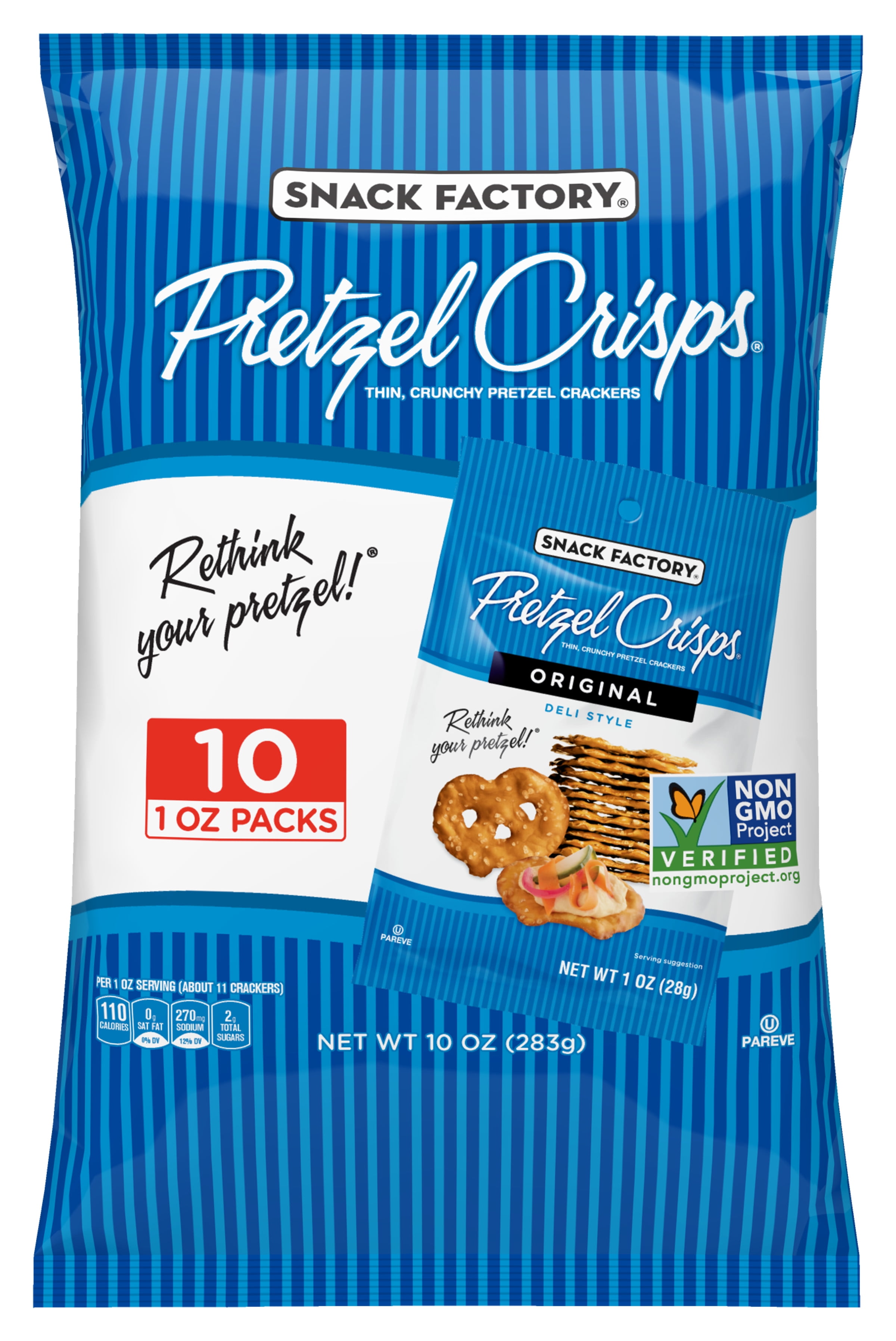 Snack Factory Pretzel Crisps Original Flavor, Snack Packs Individual