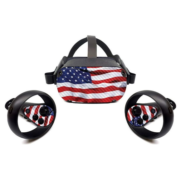 MightySkins Carbon Fiber Skin for Oculus Quest - American Flag | Protective, Durable Textured Carbon Fiber Finish | Easy to Apply, Remove, and Change Styles | Made in The USA (CF-OCQU-American Flag)