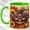 Green, variant on Purple Carved Pumpkin Coffee Mug, Autumn Floral Mug, Ceramic 11 oz