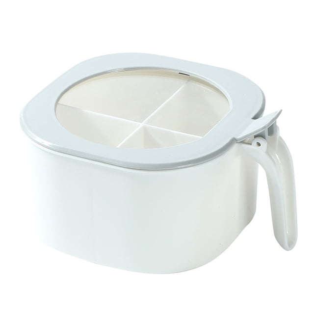 Seasoning Box Plastic Food Storage Organizer Box 4 Divided Sections With Spoon Holder For Seasoning Packets,White Kitchen Seasoning Box