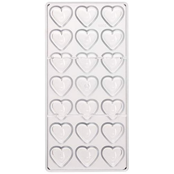 NY Cake Pillow Heart Polycarbonate Chocolate Mold, 1 1/4" x 1 1/4" x 5/8" deep
