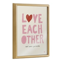 Kate and Laurel Blake Love Each Other and Wash your Hands Framed Printed Glass Wall Art by Kelly Knaga, 16x20 Natural, Decorative Inspirational Art for Wall