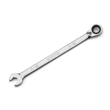 Capri Tools 7/16 in. 120-Tooth Ultra-Smooth Reversible Ratcheting Combination Wrench, XL Long Series, SAE, 12-Point