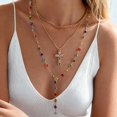 thumbnail image 2 of VNOX Layered Cross Necklace for Women18K Gold Plated Stackable Pendant Necklace Vintage Colourful Crystal Long Clavicle Chain Boho Beach Fashion Jewellery, 2 of 10