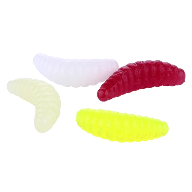 50pcs/bag 2cm Soft Bread Bug Bionic Grubs Hand Pole Bait Trout Lures Plastic Hand Pole Bait Artificial Fishing Lures
