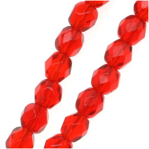 50 AL282 CZECH 4mm Fire Polished Glass Beads-RUBY Red 