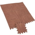 thumbnail image 4 of 10-Piece EVA Puzzle Floor Mat Set, Anti-Footprint Wood Grain Exercise Flooring Home Gym, Living Room, Play Area Brown, 4 of 7