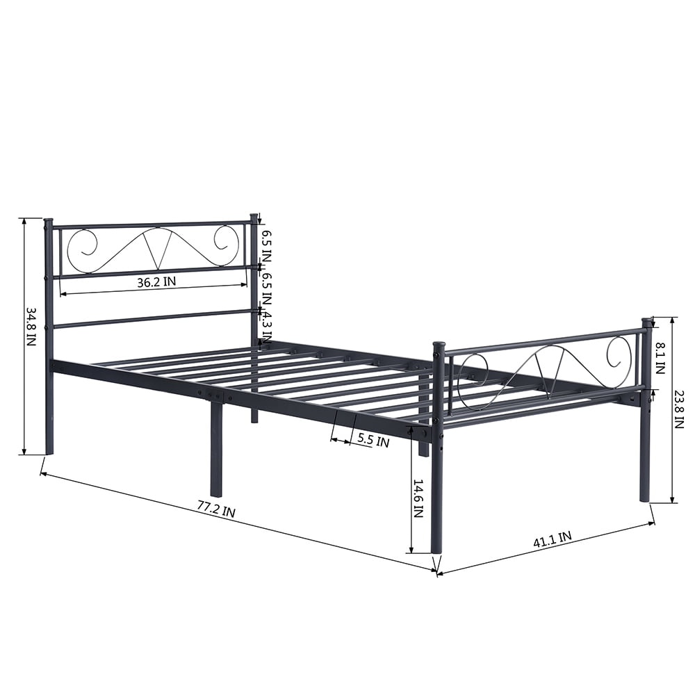 Kepooman Modern Metal Single Bed Frame for Apartment Bedroom Dorm, 77.5" * 40.9" * 34.6", Black Kepooman Modern Metal Single Bed Frame for Apartment Bedroom Dorm, 77.5" * 40.9" * 34.6", Black