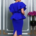 thumbnail image 2 of Women's Vintage Cap Sleeve Bodycon Peplum Business Formal Work Pencil Midi Dress, 2 of 8