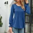 thumbnail image 4 of Plebaso Women's Pleated Tunic Tops Puff Long Sleeve Shirts Loose Casual Soft Blouses Womens Clothes, 4 of 5