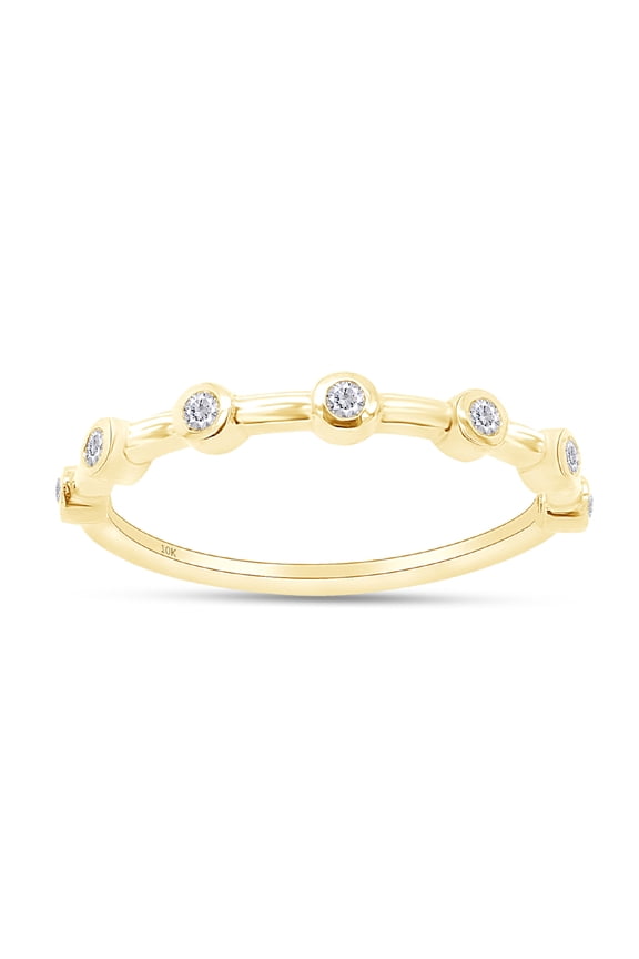 1/10 Carat Round Cut Lab Grown Diamond Half Eternity Seven Stone Engagement Wedding Band Ring In 10k Yellow Gold(G-H Color,SI1-SI2 Clarity,0.10 Cttw)-7.5
