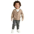 thumbnail image 2 of ZHOGXU Big Child Girls Boys Cardigan Long Sleeve V Neck Open Front Button Knitted Solid Color Elegant Fashion Casual Top For Daily Wear Khaki 7-8 Years, 2 of 9
