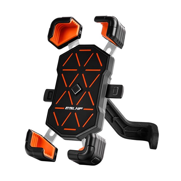 ESLNF Support de Téléphone pour Rétroviseur de Vélo Orange avec Poignée Antichoc à 4 Griffes – Accessoire de Vélo Robuste et Léger pour une Navigation Sécurisée, la Livraison de Nourriture et la Conduite en Plein Air, Inclut une Bouteille Pratique