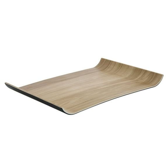 HUBERT® Kalm Collection Bi Color Black and Light Wood Melamine Tray - 14 1/8" L x 10 1/8" W x 1 1/5" H