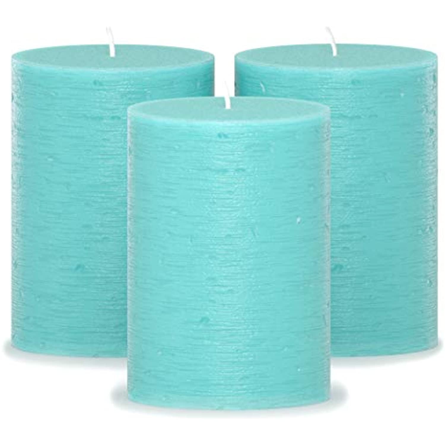 CANDWAX 3x4 Pillar Candles Set of 3 Decorative Rustic Candles