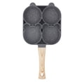 thumbnail image 3 of Sartén con 4 agujeros para el desayuno, máquina para hacer panqueques, antiadherente para el hogar, para cocinar, huevo, carne, mango, mango de madera Jumpingount HA004514-02, 3 of 7