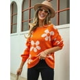 thumbnail image 5 of Women'S Sweater Fall Long Sleeve Crewneck Tops Knit Oversized Pullover Casual Print Tops, 5 of 7