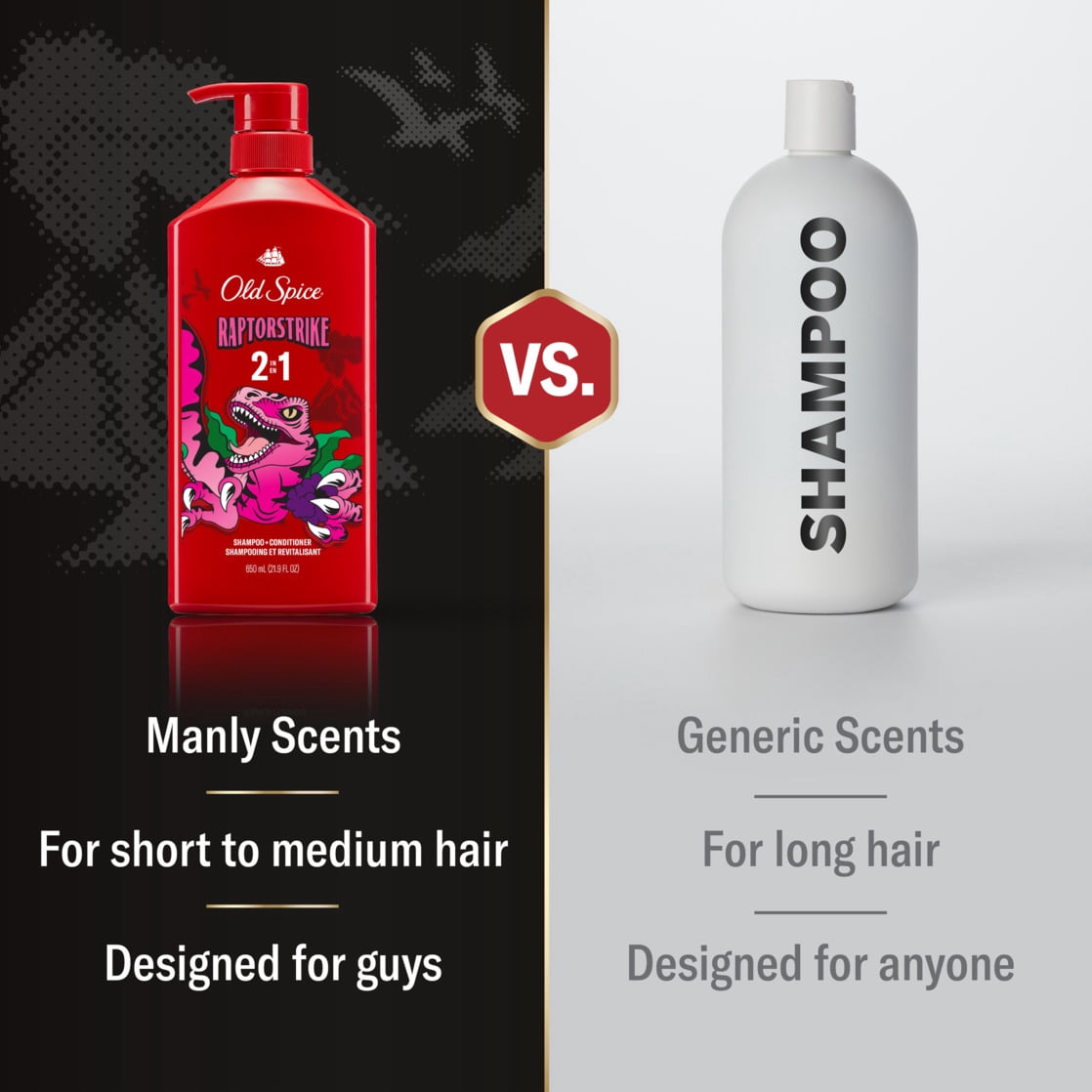 Old Spice Raptorstrike 2in1 Shampoo & Conditioner for Men, Healthy Looking & Clean Hair, 21.9 fl oz