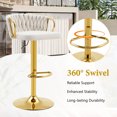 thumbnail image 5 of S-HOME Set of 2 Adjustable Height Modern Velvet Bar Stools with Gold Base and Woven Rope Backrest for Home Dining,Gold, 5 of 14