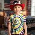 thumbnail image 1 of T-shirts Graphiques pour Filles, Manches Courtes Décontractées, Tee Confortable pour le Quotidien pour Enfants, T-Shirt à Col Rond à Imprimé Tourbillon Stylé pour 2 à 13 Ans, 1 of 4