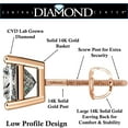 thumbnail image 3 of Princess Diamond Stud Earrings CVD Lab Grown, E-F Color VS-SI, 0.35ctw (0.34ctw to 0.37ctw) 14K Rose Gold Threaded, 3 of 7