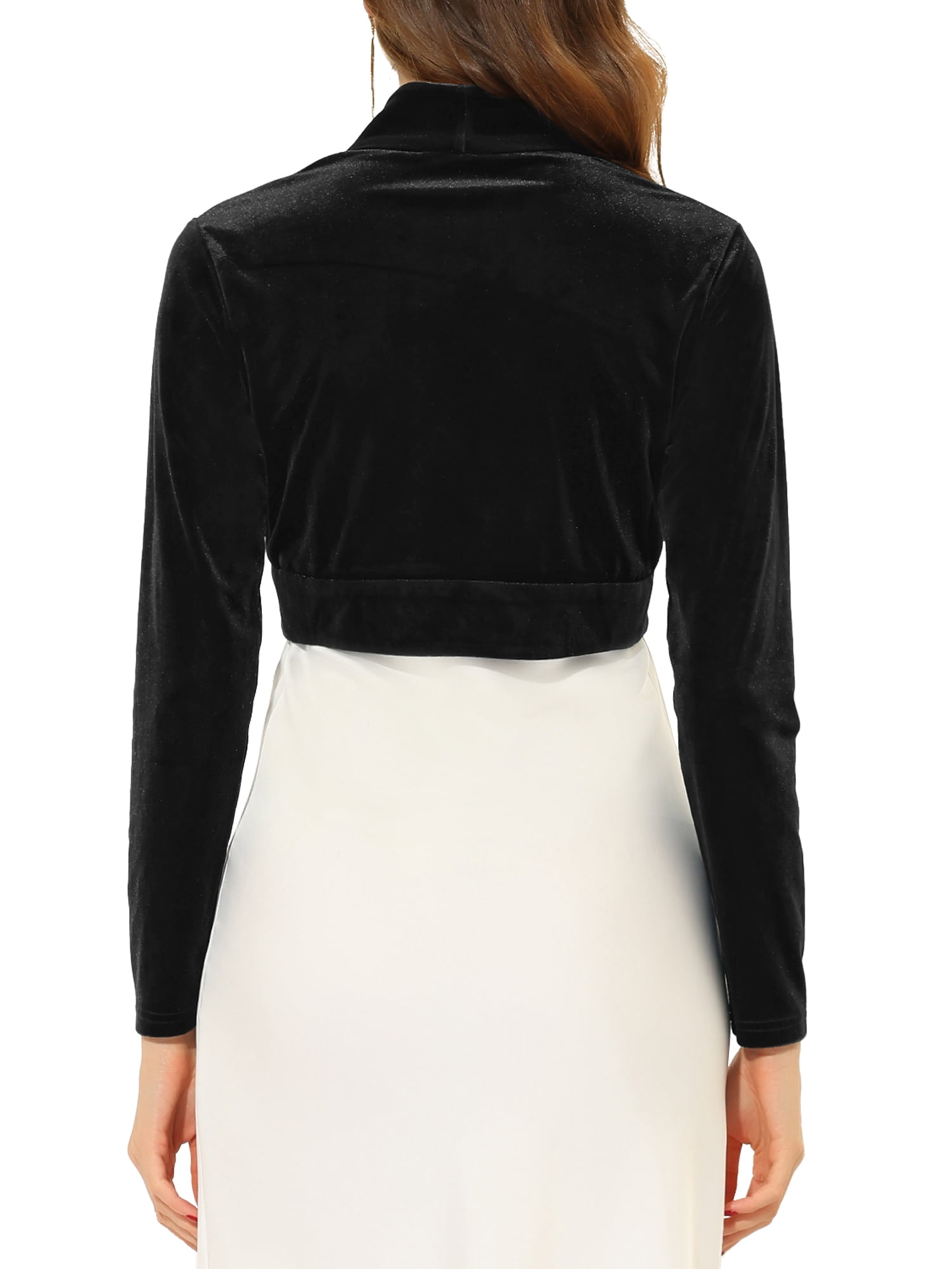 DARING DIVA Women's Velvet Open Front Cropped Bolero Cardigan XL Black