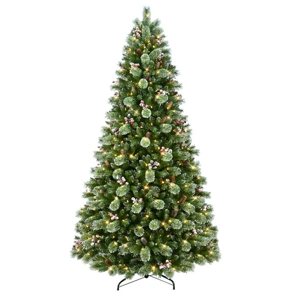 9' Pre-lit Snowy Norway Spruce Adorned Artificial Tree