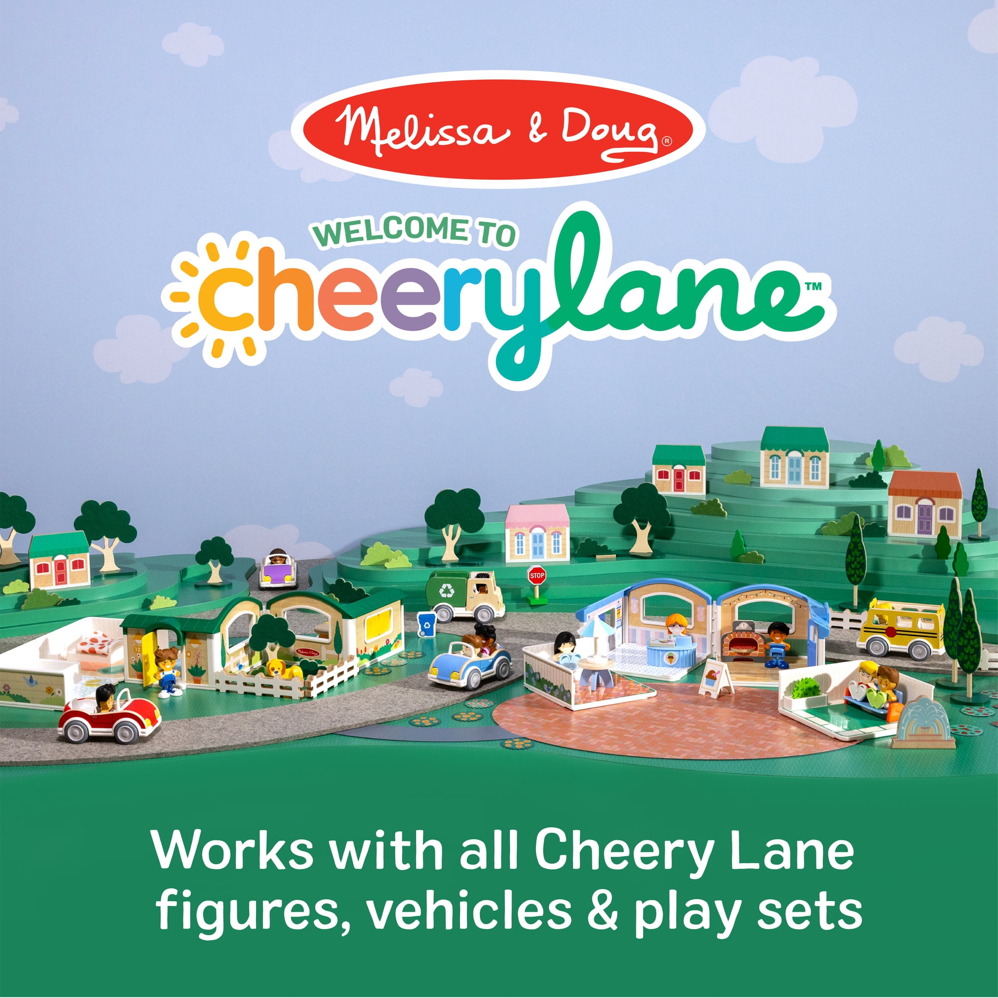 Melissa & Doug Cheery Lane Vehicles Set with 3 Figures, Ages 2+