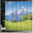 thumbnail image 4 of Ambesonne Scenery Shower Curtain, Blooming Flower Foliage, 69"Wx70"L, Green Sky Blue, 4 of 5