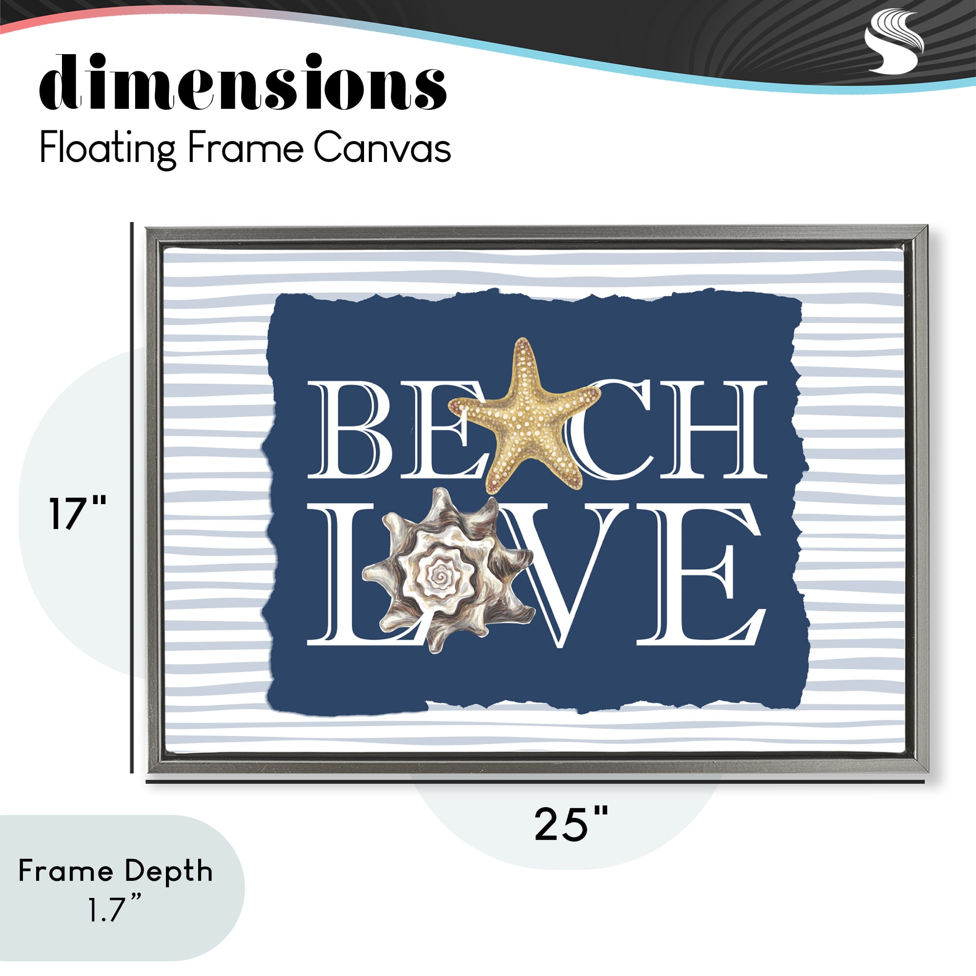 Stupell Industries Beach Love Seashells Gray Framed Floater Canvas Wall Art, design by Kim Allen