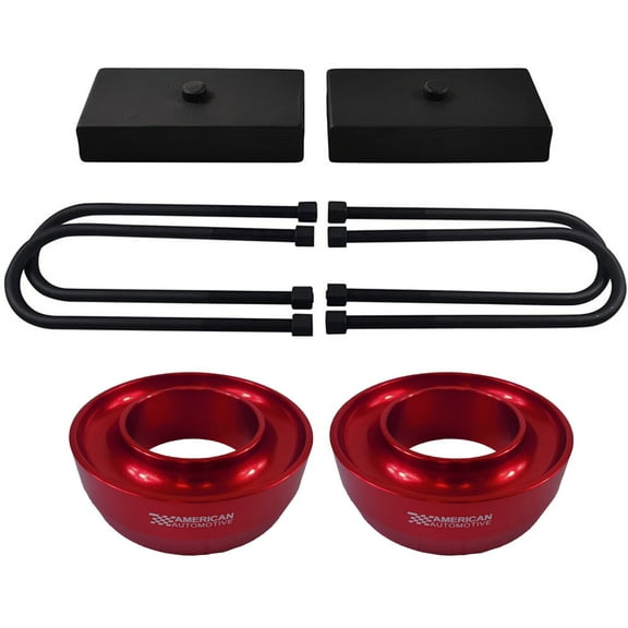 American Automotive fits 1998-2007 Ranger Full Lift Kit 2WD 3" Red Billet Front Spring Spacers   1" Rear Blocks "Road Fury" Series for 3.25" Wide Axles Only
