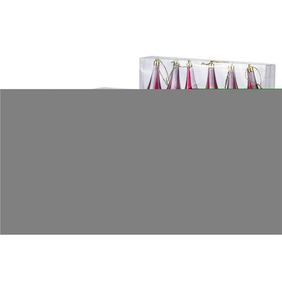 Queens of Christmas ORN-FIN-18PK-REWH 5.5 in. Glitter Stripes Finial Ornament, Red & White - Pack of 18