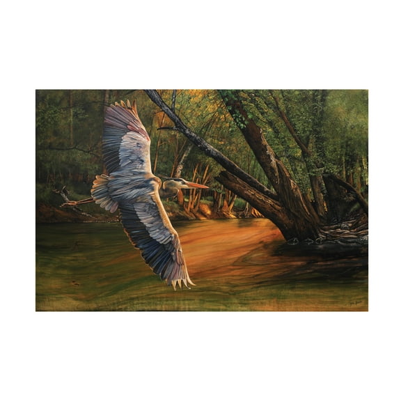 Canvas Wall Art - Jim Brune 'Blue Heron Sunrise' Wall Art for Living Room, Bedroom, or Office DÃ©cor by Trademark Fine Art - 24 x 16 Inches