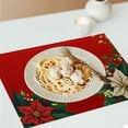 thumbnail image 6 of Creowell  Christmas Poinsettia Placemats Set of 4,Xmas Winter Red Table Mat Waterproof Washable for Seasonal Holiday Party Dining Decoration 18x12in, 6 of 8