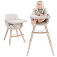 thumbnail image 1 of Trona de madera convertible 3 en 1, tronas para bebés y niños pequeños, trona para bebé con patas ajustables y bandeja apta para lavavajillas, hecha de elegante madera dura y polipiel de primera calid, 1 of 5