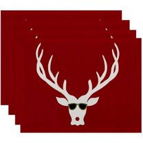 Simply Daisy 18" x 14" Cool Dude Holiday Animal Print Placemats, Set of 4