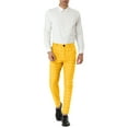 thumbnail image 2 of INSPIRE CHIC Men's Plaid Slim Fit Flat Front Dress Pants with Pockets 32 Yellow, 2 of 6