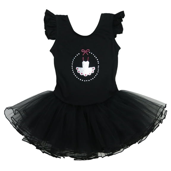 Wenchoice Black Rhinestone Glitter Ballet Dress Girl'S S(1Y-2Y)