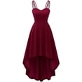 thumbnail image 1 of Vestido de cóctel para mujer con tirantes finos, corte alto bajo, corte A, para jóvenes, adolescentes, invitadas a la boda, vestidos de dama de honor sin mangas, vestido de fiesta sexy, 1 of 5