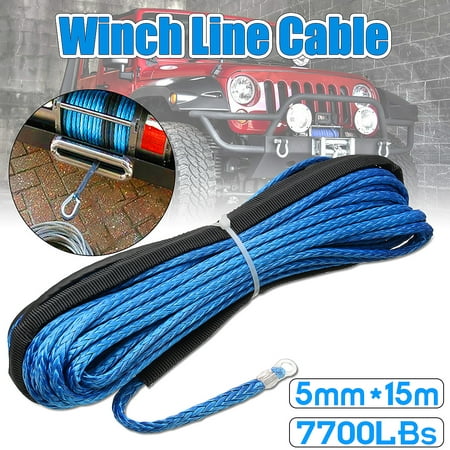 50 FT 7700LB Synthetic Winch Line Cable Pulling Rope with Sheath ATV UTV Vehicle Car Accessories (3
