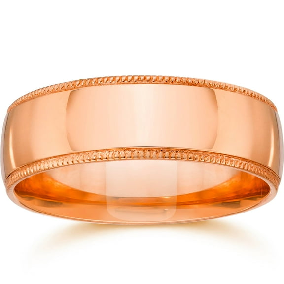 Pompeii 6mm Milgrain 14K Rose Gold Polished Wedding Band (,)