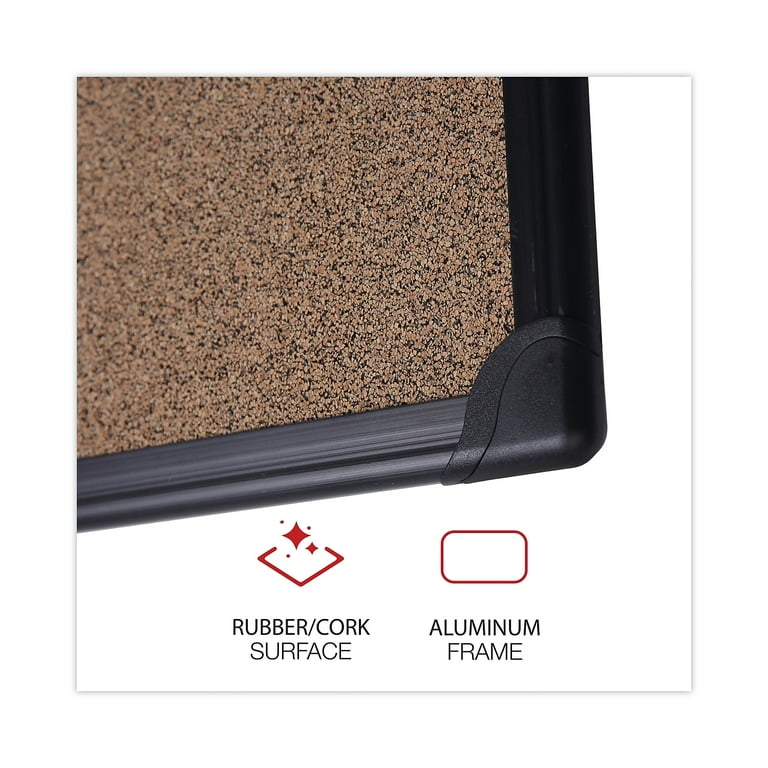 Tech Cork Board, 48 x 36, Tan Surface, Silver/Black Aluminum Frame Tech Cork Board, 48 x 36, Tan Surface, Silver/Black Aluminum Frame