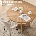 thumbnail image 4 of 5 Piece 47'' Round Dining Table Chairs Set for 4, Farmhouse Oak Kitchen Table with 4 Boucle Mid Century Modern Dinning Room Chairs, Wood Dinner Table &Upholstered Chair Set of 4, Beige, 4 of 8