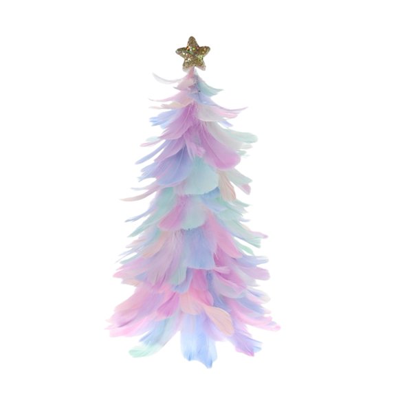Sylvtty Feather Christmas Tree Tabletop Decoration Handcrafted Tree Figurine with Star Topper Holiday Home Centerpiece for Christmas New Year Party