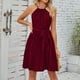 thumbnail image 4 of Vestido acampanado para mujer Sin mangas Cuello halter Vestidos de playa Color sólido para cóctel FLhrweasw Para estrenar, 4 of 7