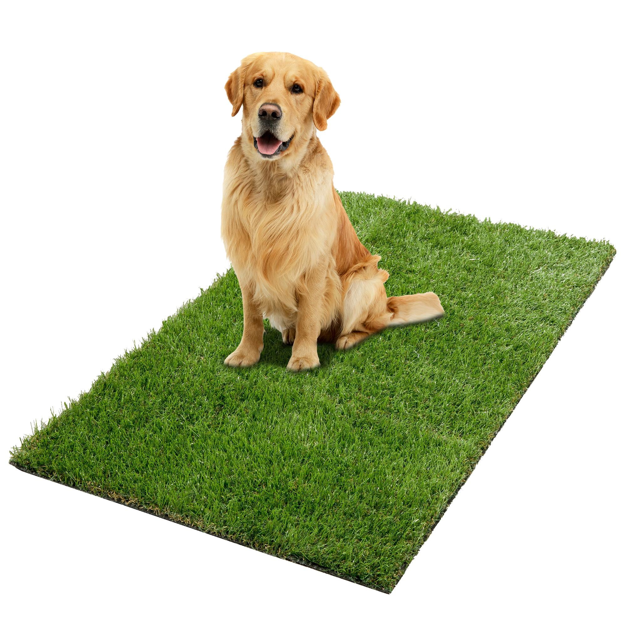 Ottomanson Pet Training Grass Pad 3x5 Dog Fake Grass Floor Mat, 2'7" x 5', Green