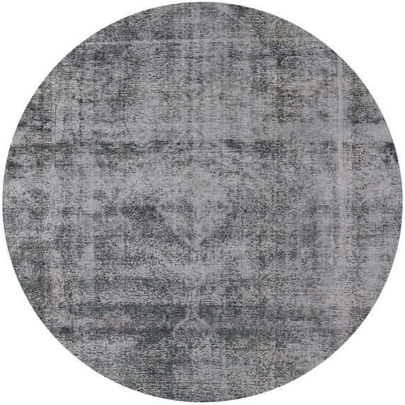 Ahgly Company Indoor Round Mid-Century Modern Gray Oriental Area Rugs, 3' Round