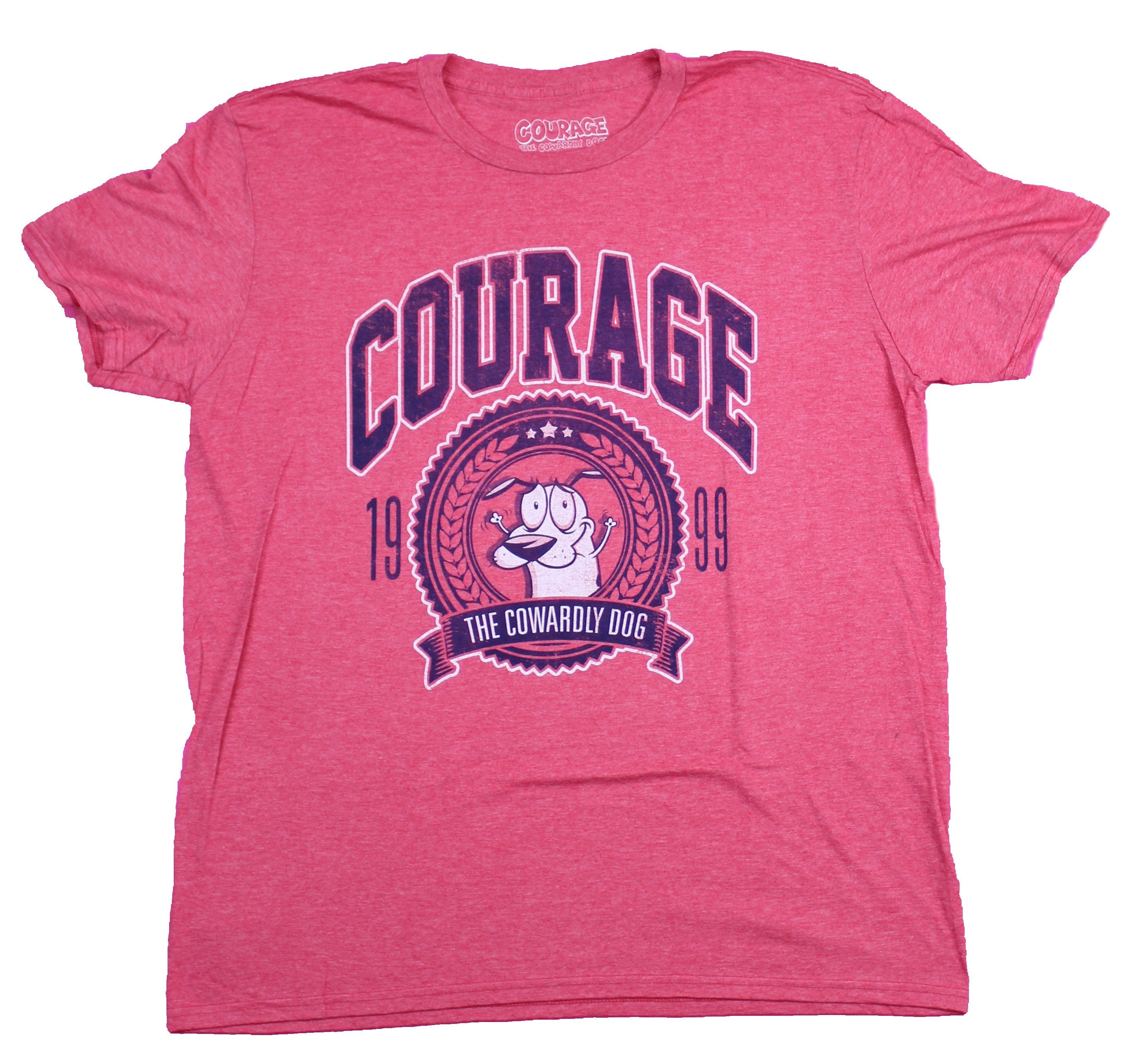 T-Line - Courage the Cowardly Dog Mens T-Shirt - 1999 Fancy Distressed Title Crest (X-Large